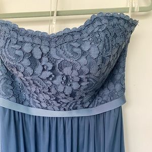 David’s Bridal - Steel Blue Bridesmaid Dress